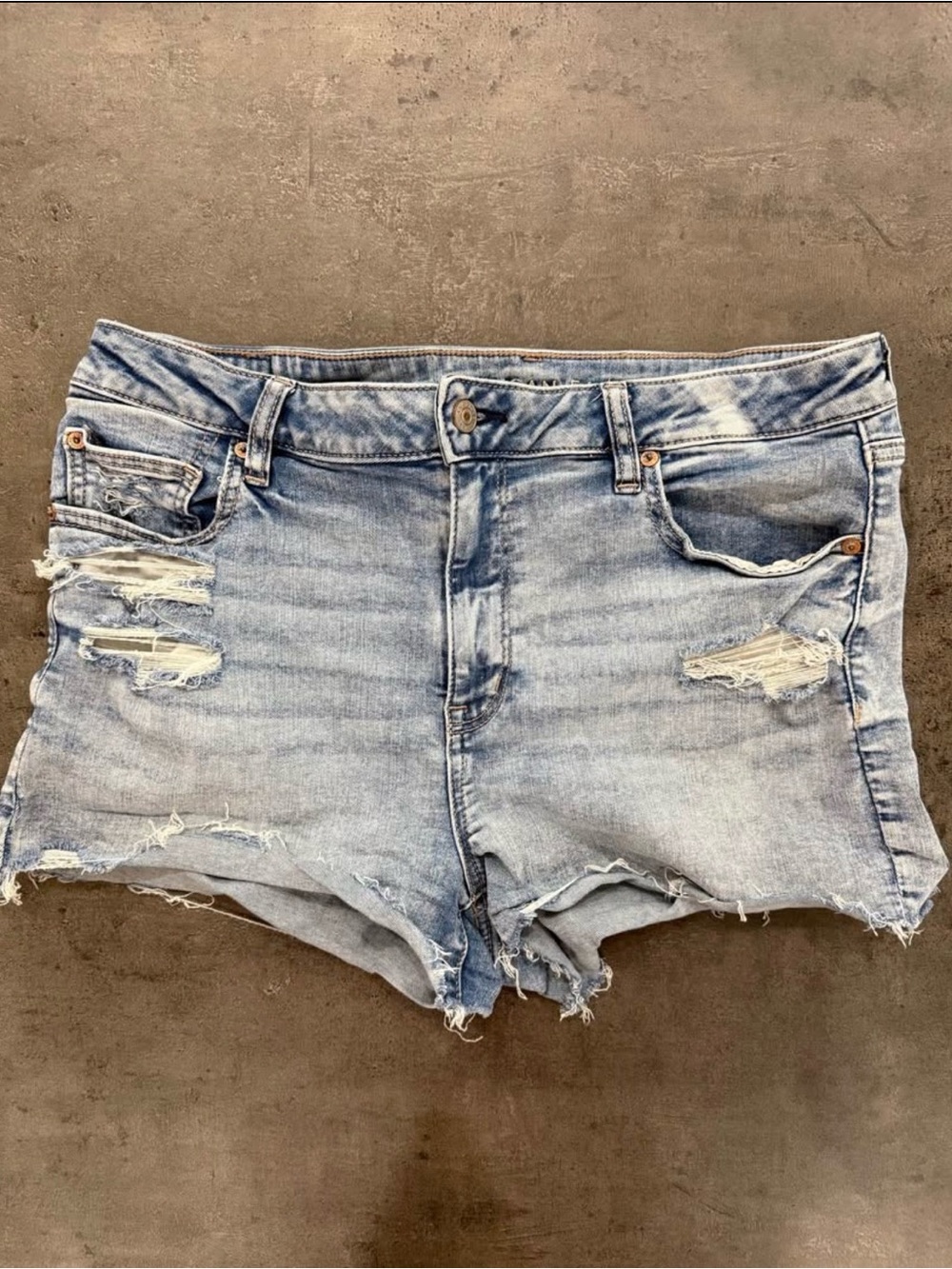 American Eagle Outfitters Light Blue Distressed Jean Shorts